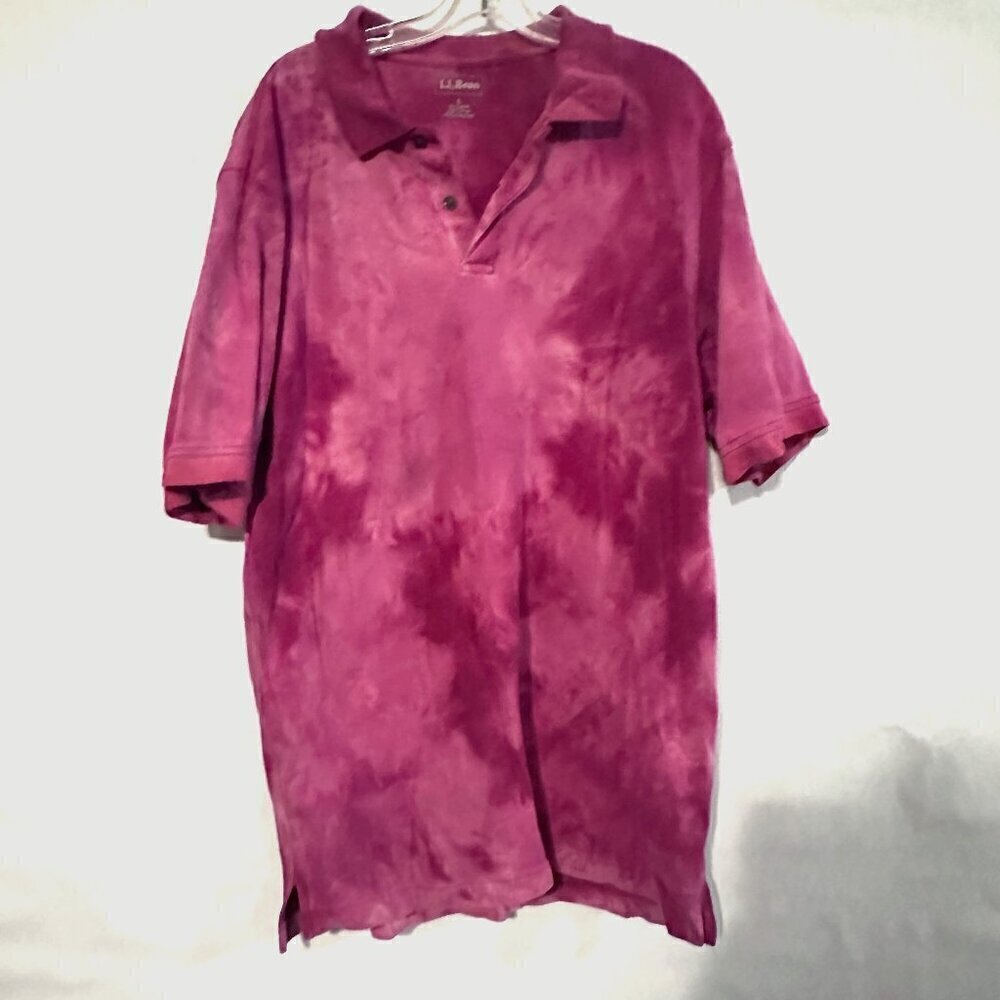 LL BEAN RED (not pink) Polo Short Sleeve Shirt Large Cotton NWOT